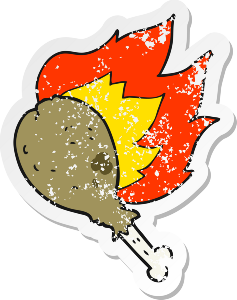 Bir insan tarafından çizilmiş tavuk budu çizgi filminin gerilimli yapıştırması.