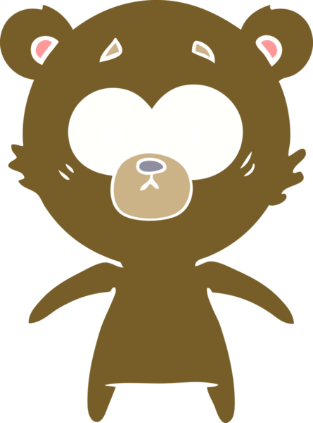 Bir insan tarafından çizilmiş kaygılı ayı düz renk karikatürü