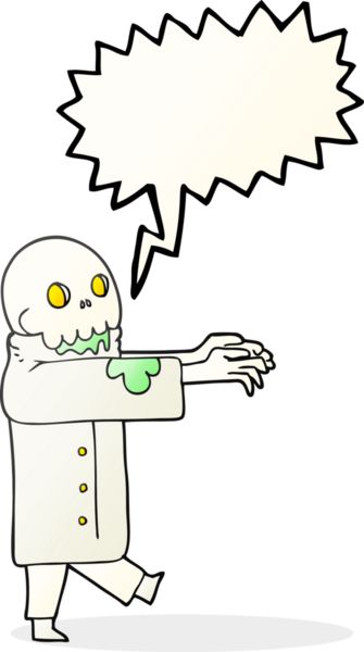 Bir insan tarafından çizilmiş serbest konuşma balonu çizgi filmi zombisi