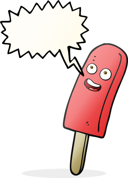Bir insan tarafından çizilmiş serbest konuşma balonu karikatürü buz lolipopu.