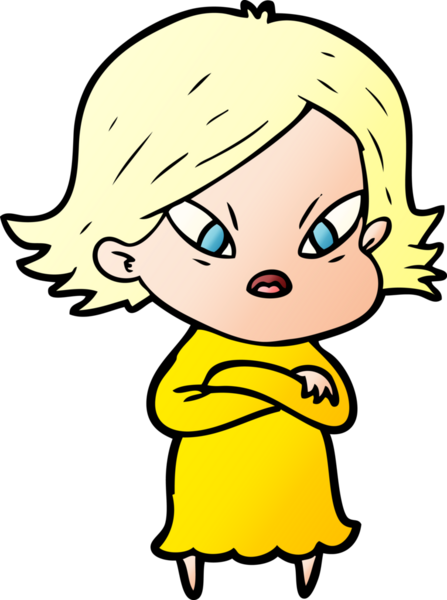 Çizgi film bir insan tarafından çizilmiş stresli kadın.