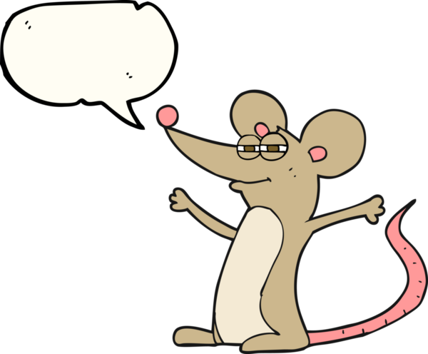 Bir insan tarafından çizilmiş serbest konuşma balonu çizgi film faresi