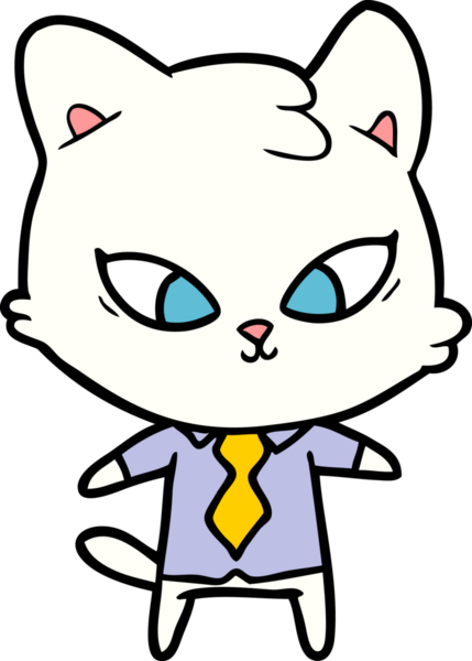 Bir insan tarafından çizilmiş sevimli çizgi film kedisi.