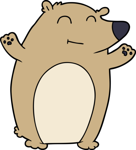 Bir insan tarafından çizilmiş mutlu çizgi film ayısı.