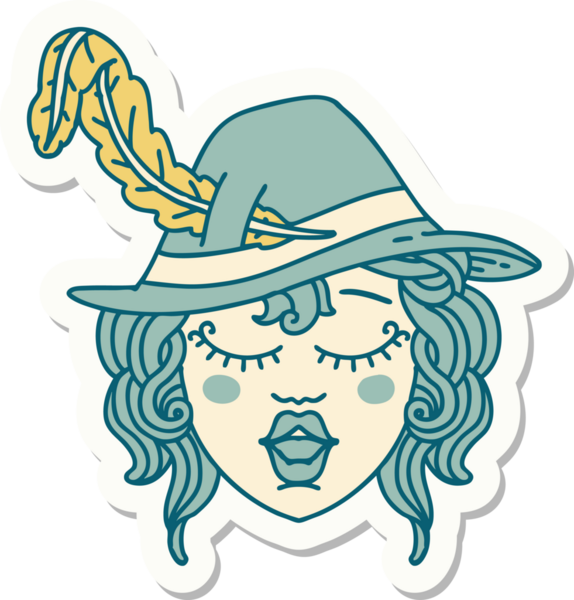 Bir insan tarafından çizilmiş bir ozan karakterinin çıkartması.