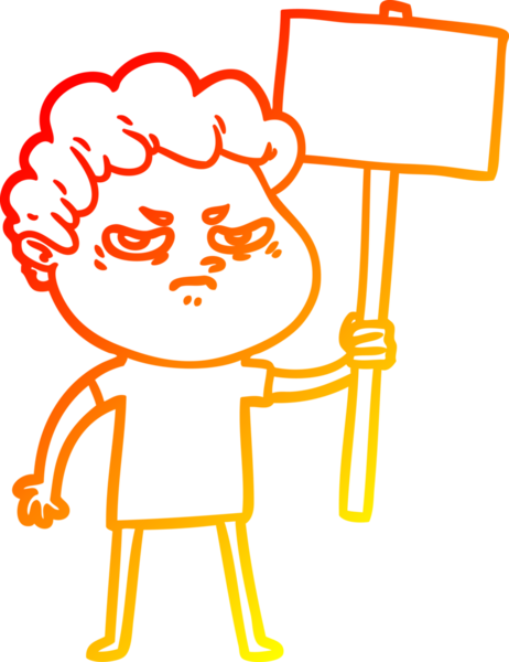 Bir insan tarafından çizilmiş kızgın bir adamın sıcak çizgi çizimi.