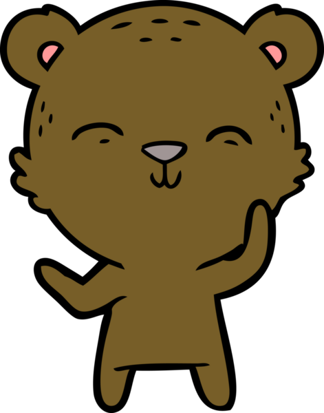 Bir insan tarafından çizilmiş mutlu çizgi film ayısı.