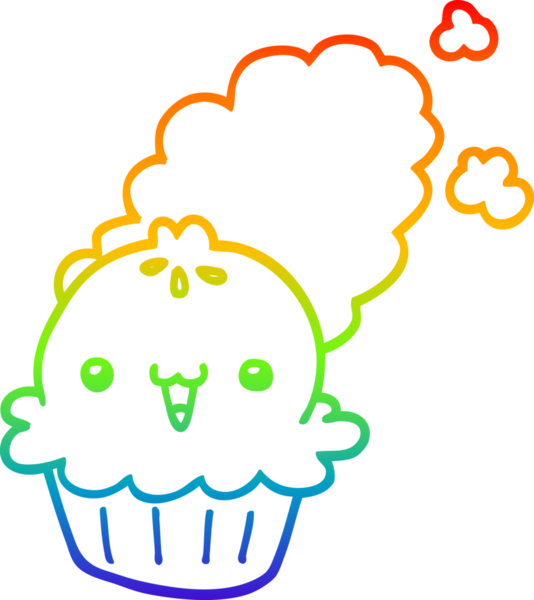 Gökkuşağı gradyan çizgisi bir insan tarafından çizilmiş şirin bir karikatür turtası