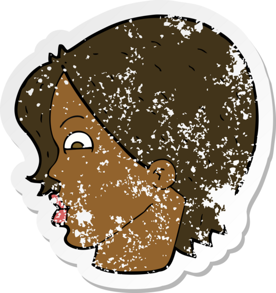 Bir insan tarafından çizilmiş bir karikatür kadın yüzünün gerilimli yapıştırması.