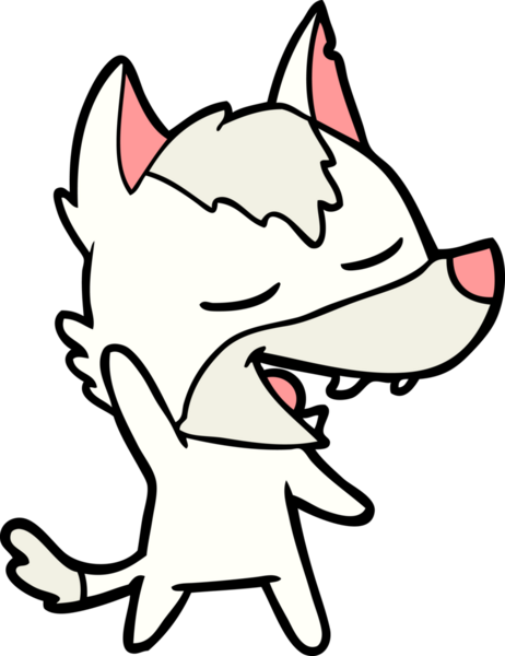 Bir insan tarafından çizilmiş gülen bir kurt.