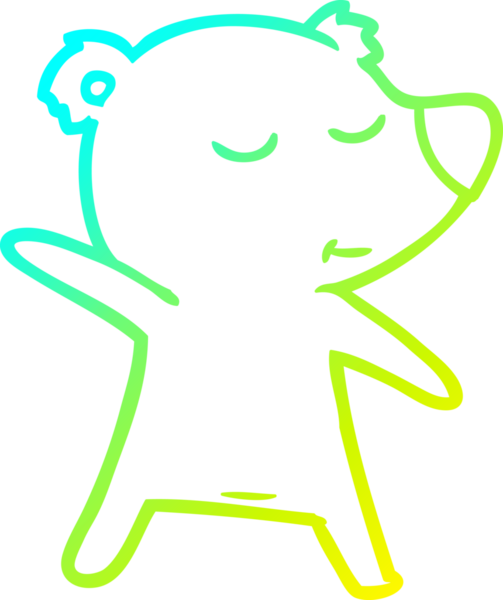 Bir insan tarafından çizilen mutlu çizgi film ayısının soğuk gradyan çizgisi.