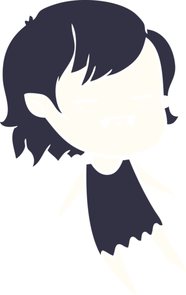 Düz renkli çizgi film. Bir insan tarafından çizilmiş ölümsüz vampir kız.