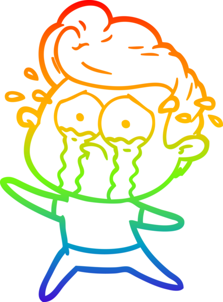 Gökkuşağı gradyan çizgisi bir insan tarafından çizilmiş ağlayan bir adamın çizimi