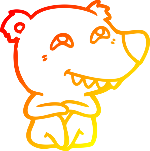 Bir insan tarafından çizilmiş dişleri gösteren bir kutup ayısının sıcak çizgi çizimi