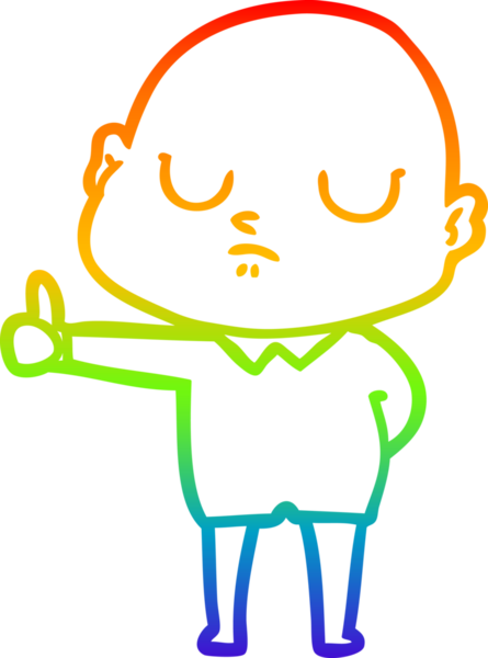 Gökkuşağı gradyan çizgisi bir insan tarafından çizilmiş kel bir adamın çizimi