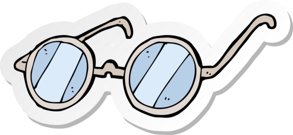 Bir insan tarafından çizilmiş bir çizgi film gözlüğünün çıkartması.