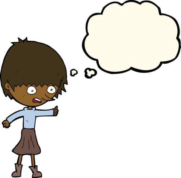 Bir insan tarafından çizilen düşünce baloncuğuyla strese giren çizgi film kadını.