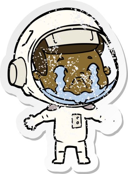 Bir insan tarafından çizilmiş ağlayan bir astronotun sıkıntılı çıkartması.