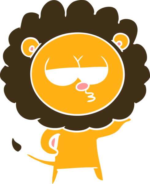 Bir insan tarafından çizilmiş düz renkli karikatür sıkılmış aslan