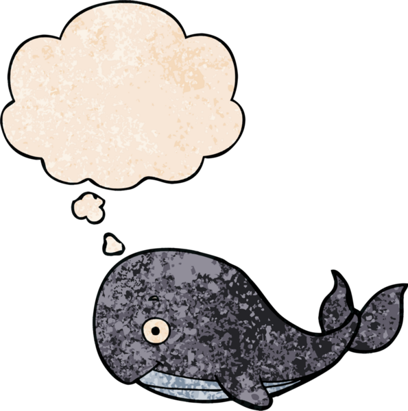 Bir insan tarafından çizilmiş grunge desenli düşünce balinası.