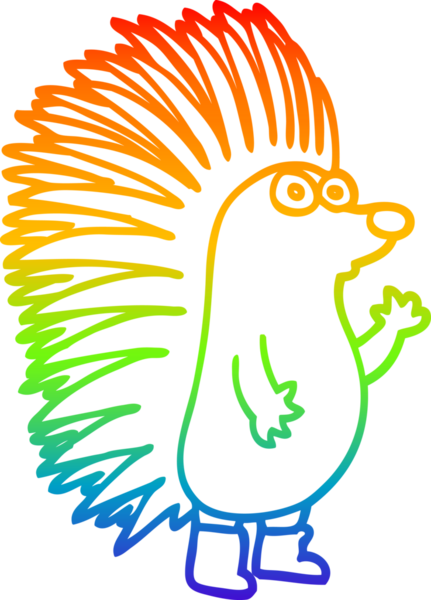 gökkuşağı gradyan çizgi çizimi Bir insan tarafından çizilmiş dikenli kirpi