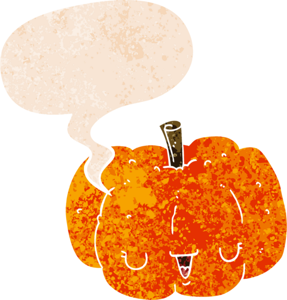 Bir insan tarafından çizilmiş grunge dertli retro biçimli konuşma balkabağı