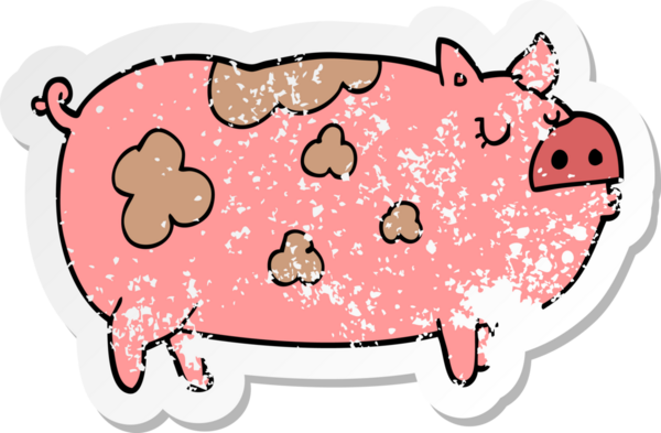 Bir insan tarafından çizilmiş bir domuzun sıkıntılı çıkartması.