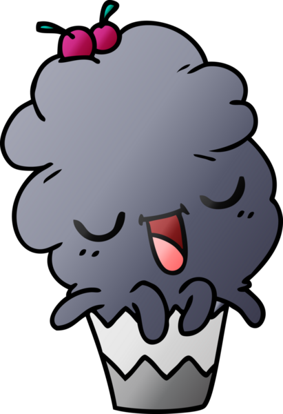 Bir insan tarafından çizilmiş kawaii ahtapot kekinin gradyan çizimi.