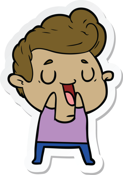 Bir insan tarafından çizilmiş mutlu bir çizgi film karakterinin çıkartması.