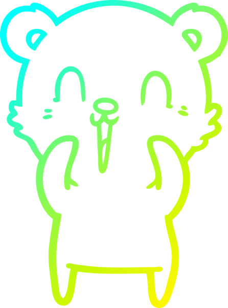 Bir insan tarafından çizilen mutlu çizgi film ayısının soğuk gradyan çizgisi.