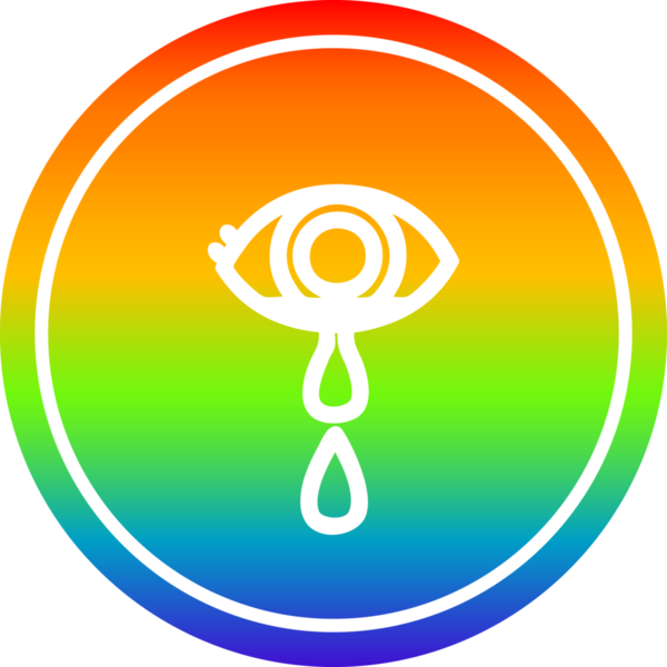 Ağlayan göz yuvarlak simgesi gökkuşağı gradyan bir insan tarafından çizilmiş.