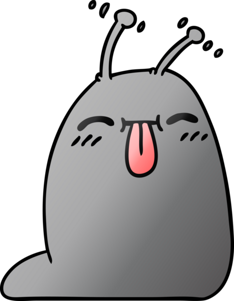 Bir insan tarafından çizilmiş mutlu bir kawaii sümüklüböceğinin gradyan çizimi.