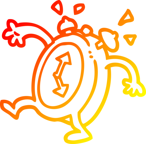 Bir insan tarafından çizilmiş çizgi film çalar saat çizimi.