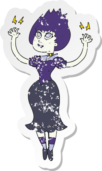 Bir insan tarafından çizilmiş vampir bir kızın gerilimli çıkartması.