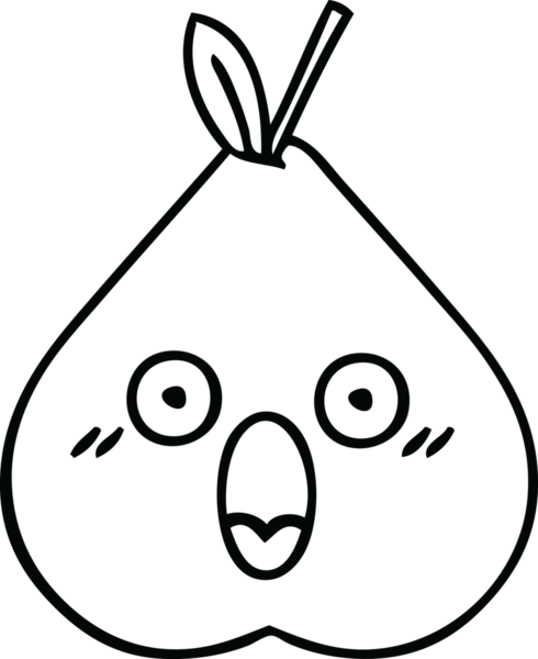 Bir insan tarafından çizilmiş yeşil bir armut çizimi.