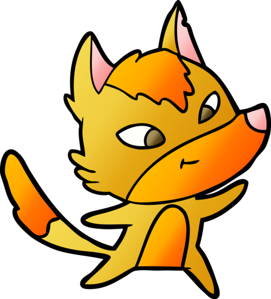 Bir insan tarafından çizilmiş tilki çizgi film karakteri