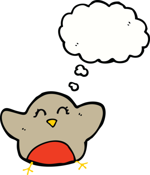 Bir insan tarafından çizilmiş düşünce balonlu çizgi robin.