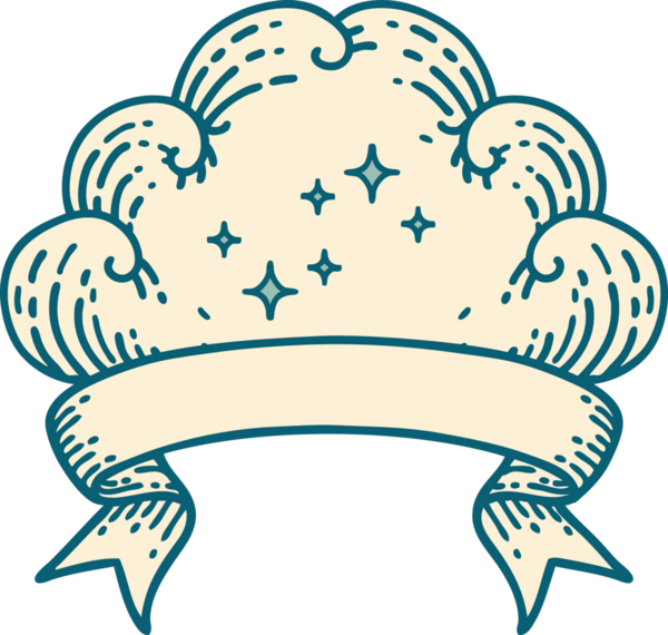 Bir insan tarafından çizilmiş bulutlu geleneksel dövme.