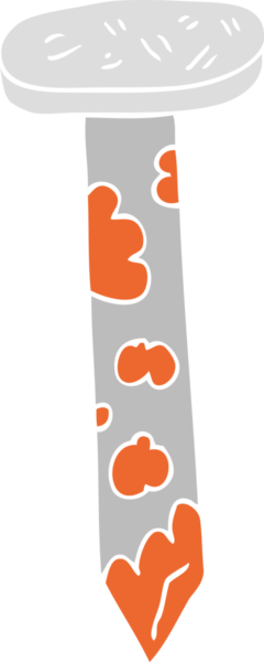 Bir insan tarafından çizilmiş paslı çivinin düz renk çizimi