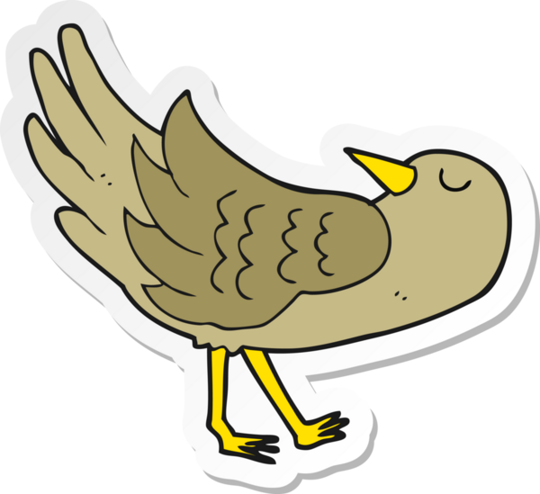 Bir insan tarafından çizilmiş çizgi film kuşunun çıkartması.