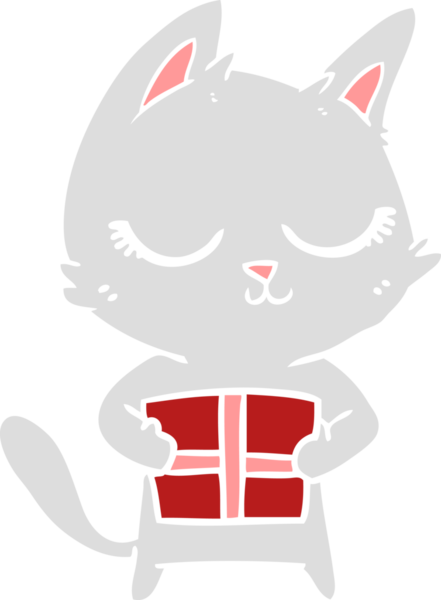 Bir insan tarafından çizilmiş düz renkli çizgi film kedisi