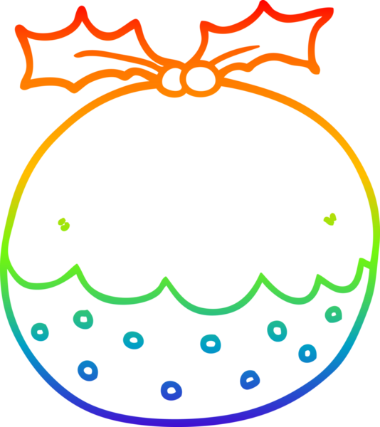 gökkuşağı gradyanı çizimi bir insan tarafından çizilmiş bir çizgi noel pudingi.