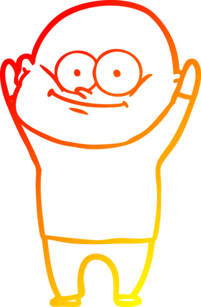 Bir insan tarafından çizilmiş kel bir adamın sıcak çizgi çizimi.