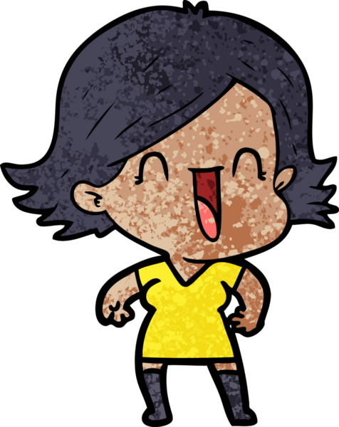 Bir insan tarafından çizilmiş mutlu bir kadın.