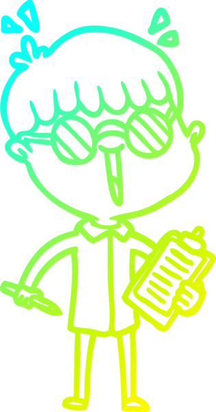 Bir insan tarafından çizilmiş gözlük takan çizgi film çocuğu çizimi.