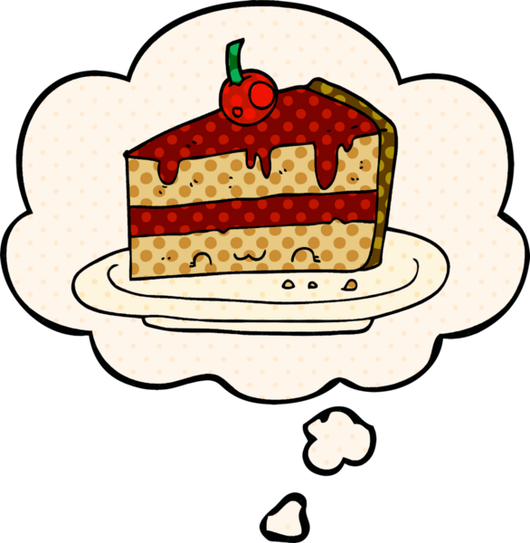 Bir insan tarafından çizilmiş, düşünce baloncuklu çizgi film pastası.