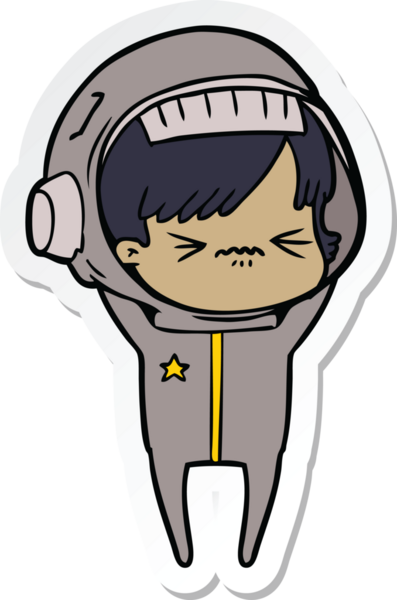 Bir insan tarafından çizilmiş astronot bir kadının çıkartması.