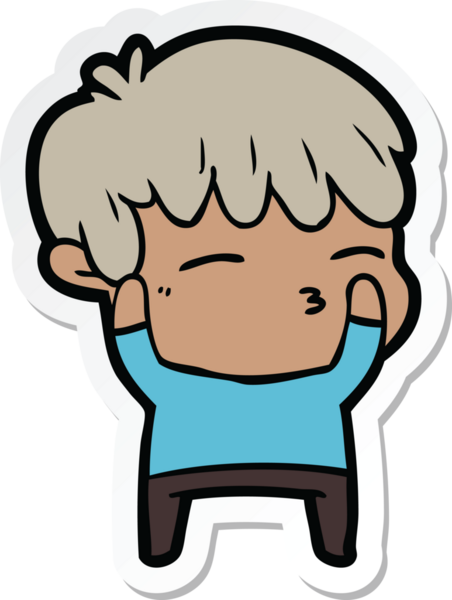 Bir insan tarafından çizilmiş meraklı bir çocuğun çıkartması.