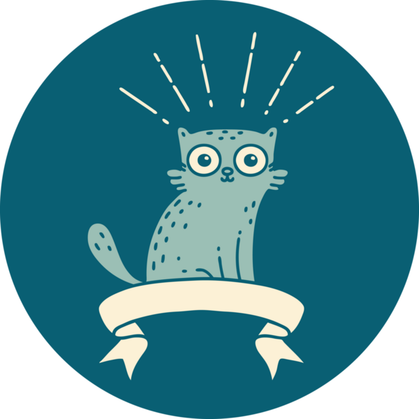 Dövme tarzı bir ikon Bir insan tarafından çizilen sürpriz kedi