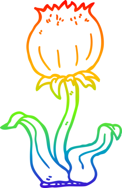 gökkuşağı gradyan çizgi çizimi bir insan tarafından çizilmiş vahşi bir çiçek